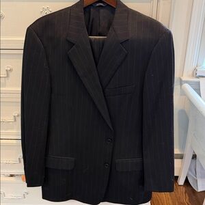 Men's Black Pinstripe Two-Button suit